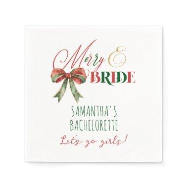 Merry & Bride Winter Christmas Bride Bachelorette Napkins