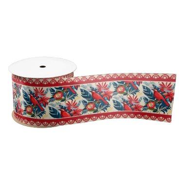 Merry Christmas and Happy New Year! 2025 Blue Bird Satin Ribbon