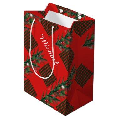 Merry Christmas & Happy New Year! Scotland Pattern Medium Gift Bag