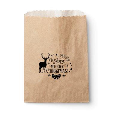 MERRY CHRISTMAS Reindeer Holiday Favor Treat Favor Bag