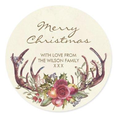 Merry Christmas sticker winter holly personalized