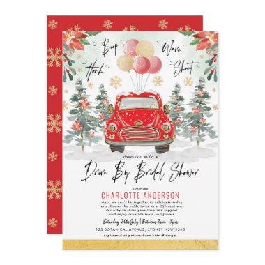 Merry Red Green Gold Winter Drive By Bridal Shower Invitations