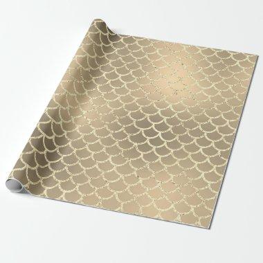 Mesmerizing Mermaid Scales Smoky Gold Champagne Wrapping Paper