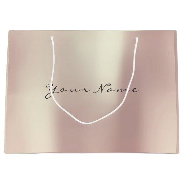 Metallic Rose Gold Blush Pearly Minimal Gift Large Gift Bag