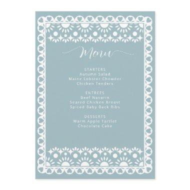 Mexican Blue Papel Picado Boho  Menu