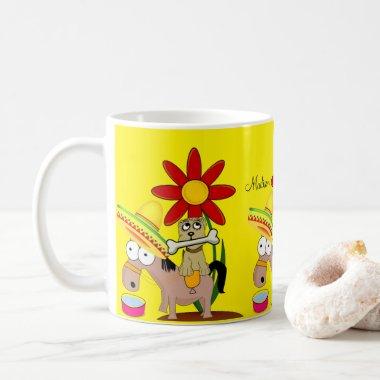 Mexican Donkey Dog Sombrero Yellow Mug