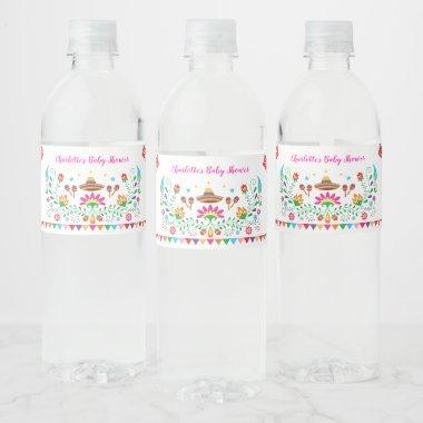 Mexican Fiesta Baby Shower Birthday Party Favors Water Bottle Label