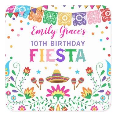 Mexican Fiesta Birthday Party Favors Baby Shower Square Sticker