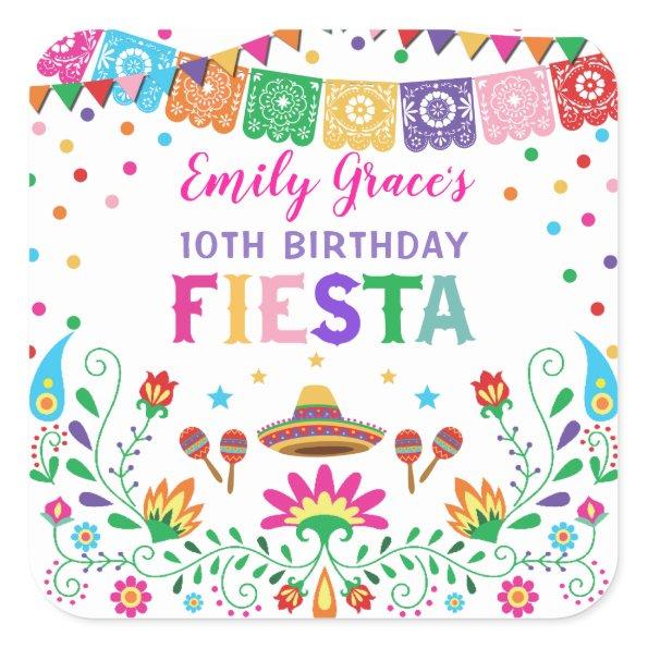 Mexican Fiesta Birthday Party Favors Baby Shower Square Sticker