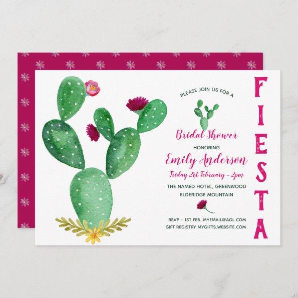 Mexican Fiesta Bridal Shower Cacti Pink Invitations