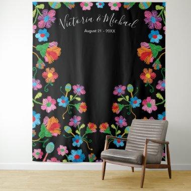 Mexican Fiesta Embroidery Floral Photo Backdrop