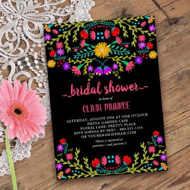 Mexican Fiesta Floral Black Colorful