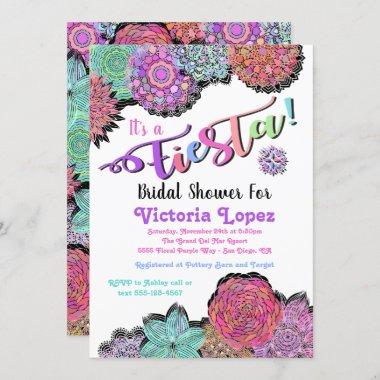 Mexican Fiesta Floral Mandala Bridal Shower Invitations