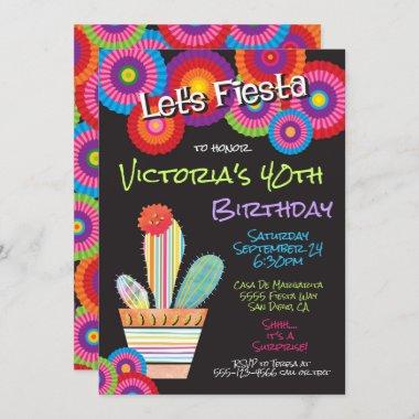 Mexican Fiesta Paper Flowers cactus invitations