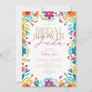 Mexican Fiesta Pink Yellow Flowers Bridal Shower Invitations