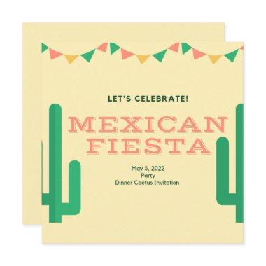 Mexican Fiesta Rehearsal Dinner Cactus Floral Invitations