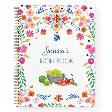 Mexican floral art Name Kitchen Gift Recipe Book