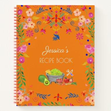 Mexican floral art Name Recipe Book kitchen gift