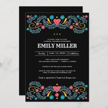 Mexican Floral Embroidery Bridal Shower Invitations