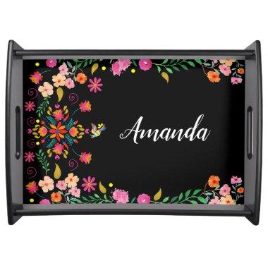 Mexican Floral Folk Art Personalized Serving Tray