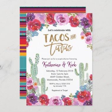 Mexican Floral Tacos and Tutus Couple Shower Invitations