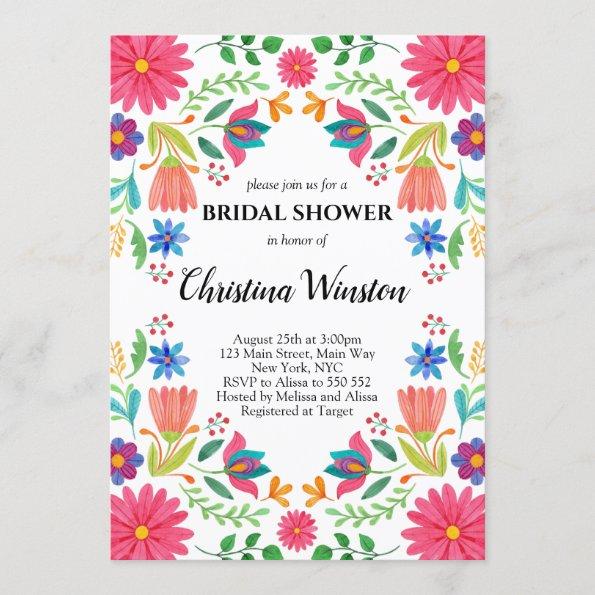 Mexican Flowers Floral Bridal Fiesta Invitations