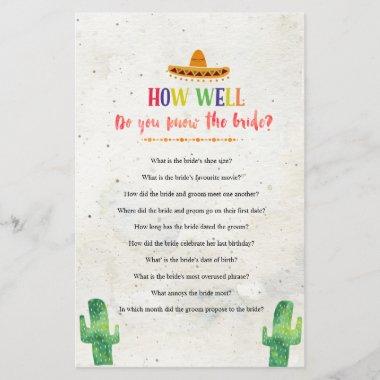 Mexican How well do you know The Bride Game Invitations