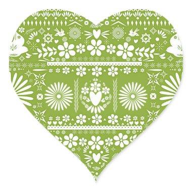 Mexican Picado Lime Avocado Green Wedding Marriage Heart Sticker