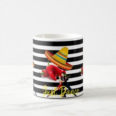 Mexican Sombrero Dance Black White Stripe Mug