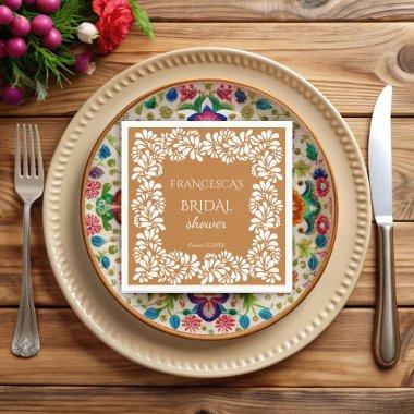 Mexican talavera terracotta  monogram napkins