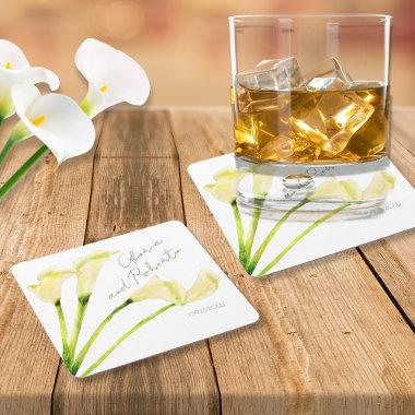 Mexican Wedding Rehearsal Dinner Calla Lily Square Paper Coaster