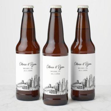 Miami Landmarks Personalized Beer Label