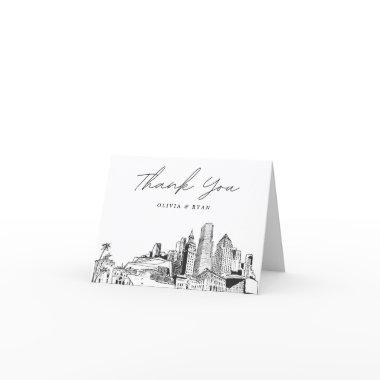 Miami Skyline Sketch Modern Blank Thank You Invitations