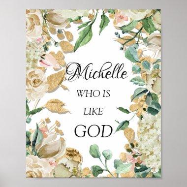 Michelle Name Meaning Florals Bridal Birthday Poster