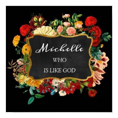 Michelle Name Meaning Vintage Floral Birthday Gift Poster