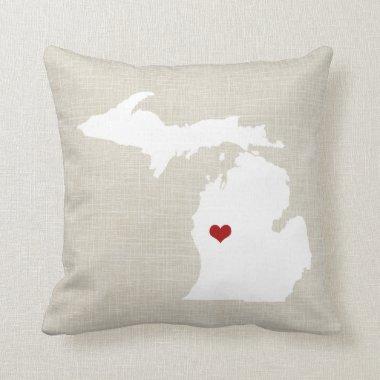 Michigan State Pillow Faux Linen Personalized