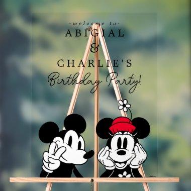 Mickey & Minnie Kids Joint Birthday Welcome Acrylic Sign