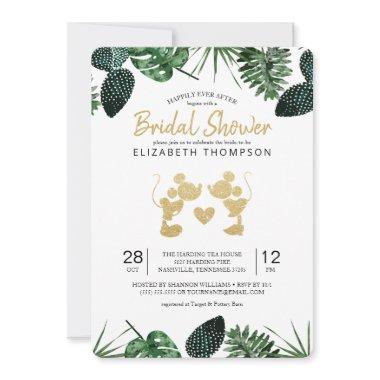 Mickey & Minnie | Tropical Faux Gold Bridal Shower Invitations