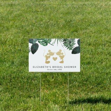Mickey & Minnie | Tropical Faux Gold  Sign
