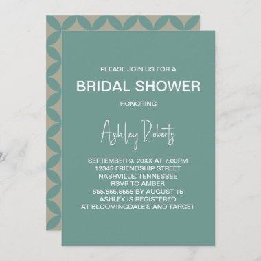 Mid-Century Modern Faded Turquoise Bridal Shower Invitations