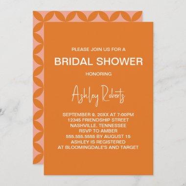 Mid-Century Modern Orange Sun Mod Bridal Shower Invitations