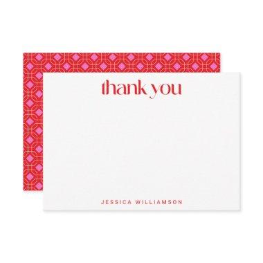 Mid Modern Red Pink Geometric Custom  Thank You