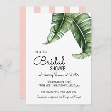 Midcentury Modern Banana Leaf Bridal Shower Invitations