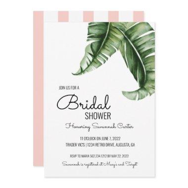 Midcentury Modern Banana Leaf Bridal Shower Invitations