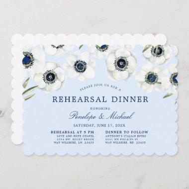 Midnight Anemone | Floral Rehearsal Dinner Invitations