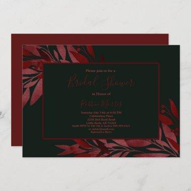 Midnight Berry Red Floral Striking Bridal Shower Invitations