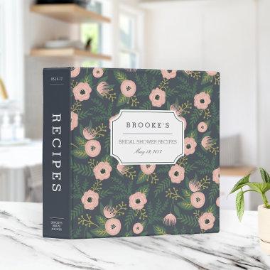 Midnight Blooms Bridal Shower Recipe 3 Ring Binder