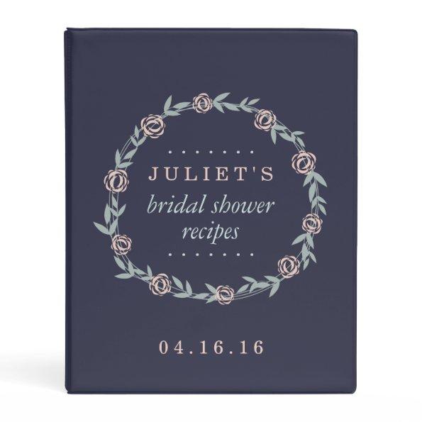 Midnight Blue, Blush and Sage  Recipe Mini Binder