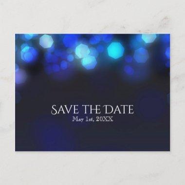 Midnight Sky Blue Lights Wedding Save the Date Announcement PostInvitations