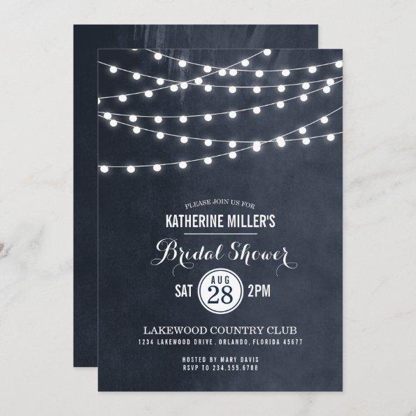 Midnight String Lights Bridal Shower Invitations